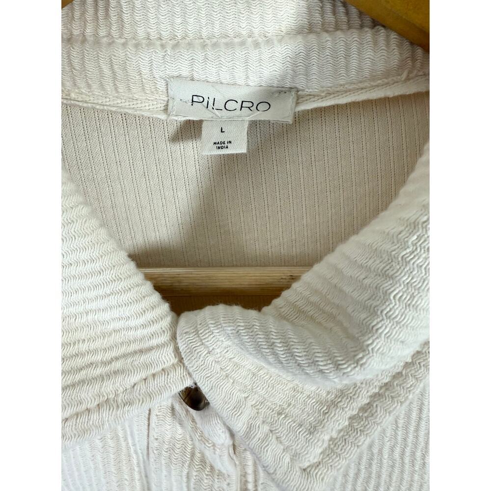 Anthropologie Pilcro Cream Duster Shacket Button Front Cotton Size L - Picture 8 of 11